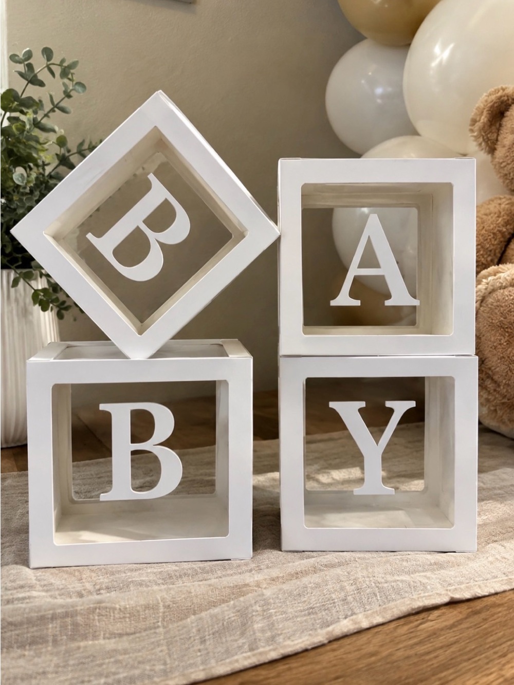 Baby Block Decorative Accent Cubes - White sets of two